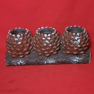 VTG Christmas Holiday Pine Cone Resin Decoration Tea Light Candle Holder